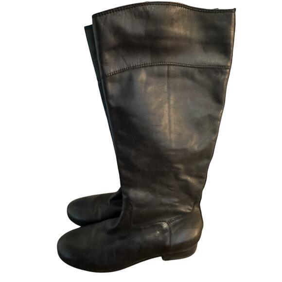 ARTURO CHIANG Black Leather Riding Knee High Boots Womens 8.5 MW Side Zip - Picture 1 of 10